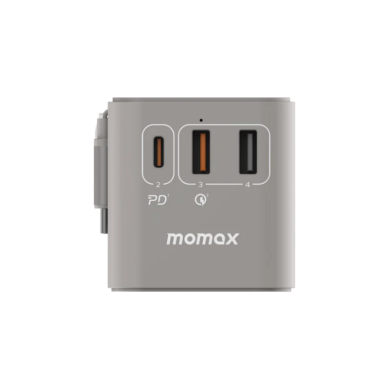 Momax 1-World+ 70W GaN 3插口及內置伸縮USB-C充電線旅行插座