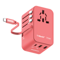 Momax 1-World+ 70W GaN 3插口及內置伸縮USB-C充電線旅行插座