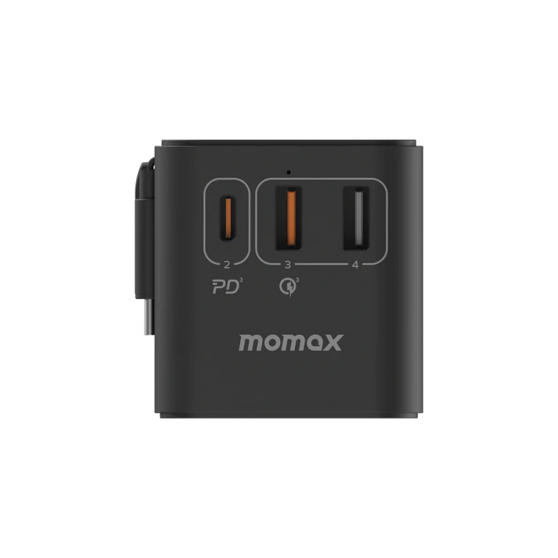 Momax 1-World+ 70W GaN 3-Port w/ Built-in USB-C Cable + AC Travel Adaptor
