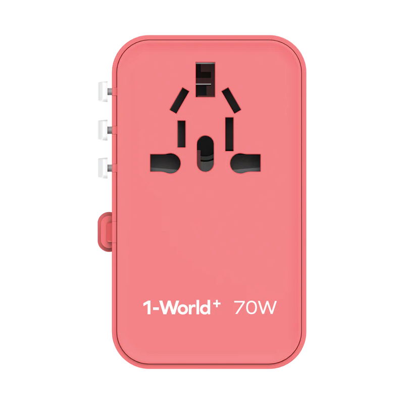 Momax 1-World+ 70W GaN 3-Port w/ Built-in USB-C Cable + AC Travel Adaptor